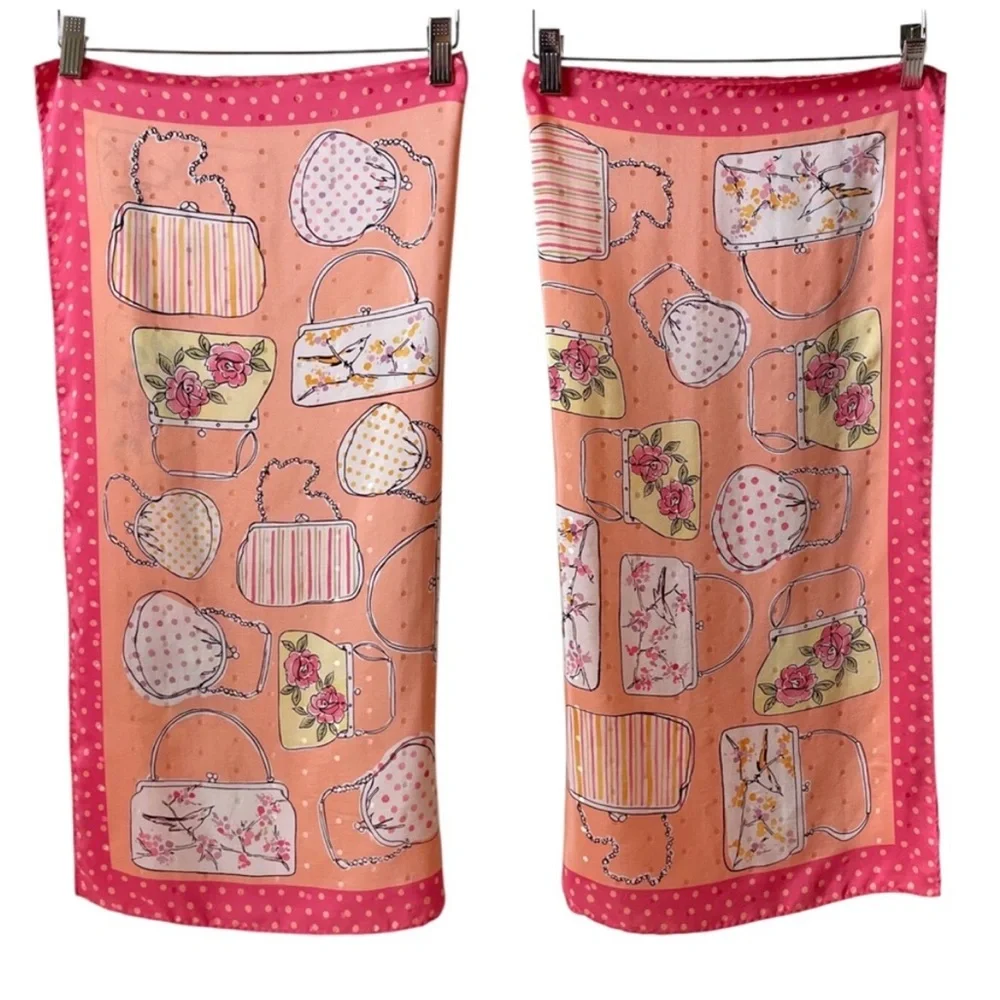Talbots silk pink purse print scarf